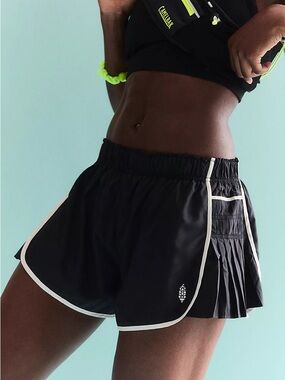 Free People Black Athletic Shorts with White Trim